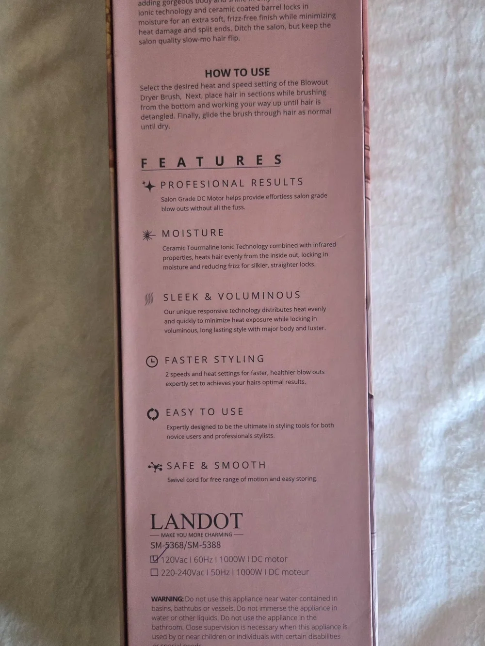 LANDOT 3-in-1 Black & Gold Hot Air Styling Brush with Interchangeable Heads
